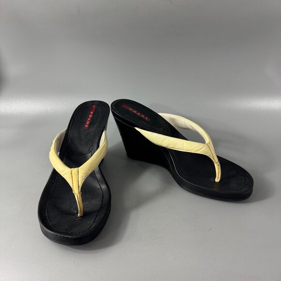 Authentic Prada Thong Wedges, Size 37 - Picture 1 of 15